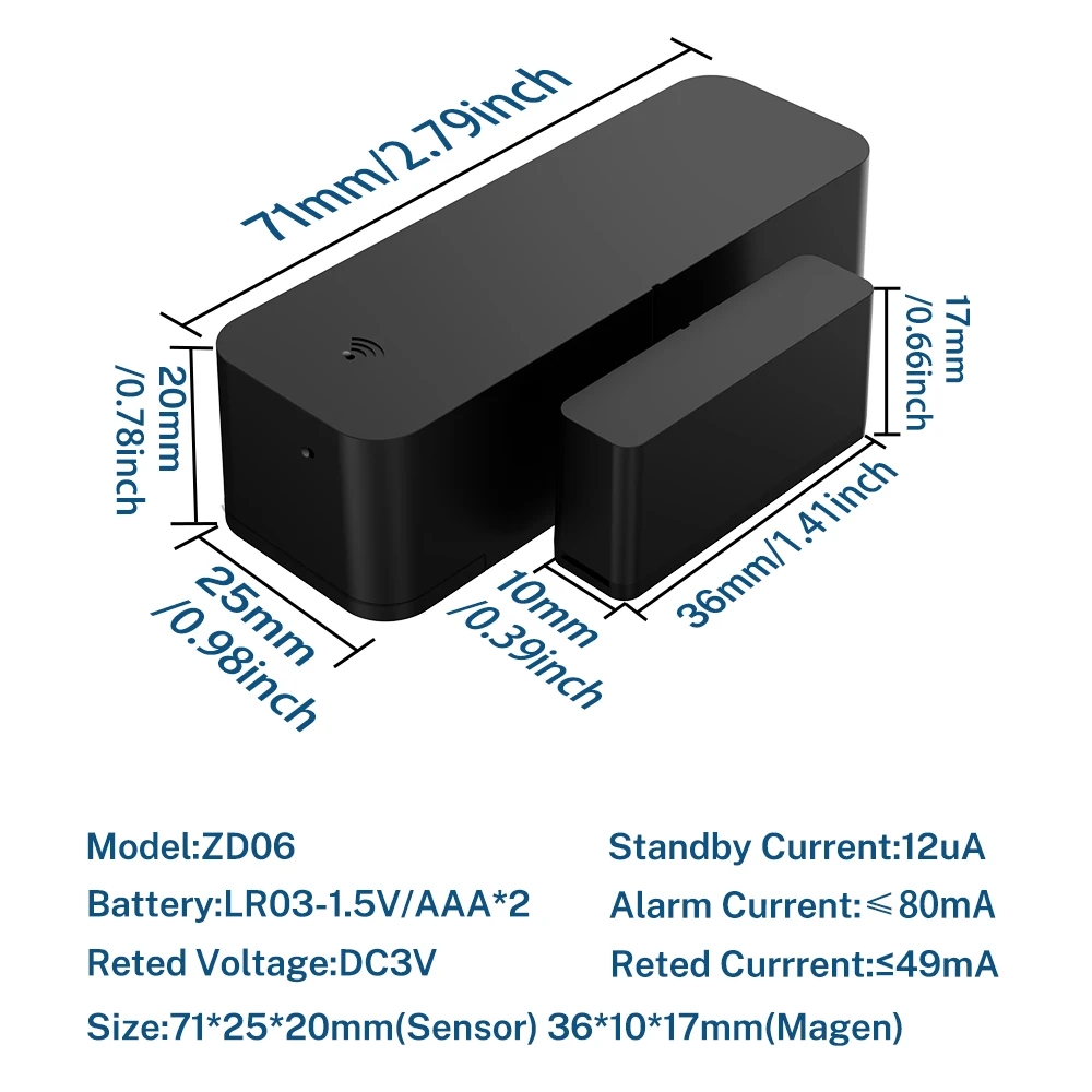 Tuya Zigbee 3.0 مستشعر الباب والنافذة مستشعر ذكي مستشعر الاتصال APP التحكم عن بعد SmartLife العمل مع Zigbee2Mqtt ZHA Alexa