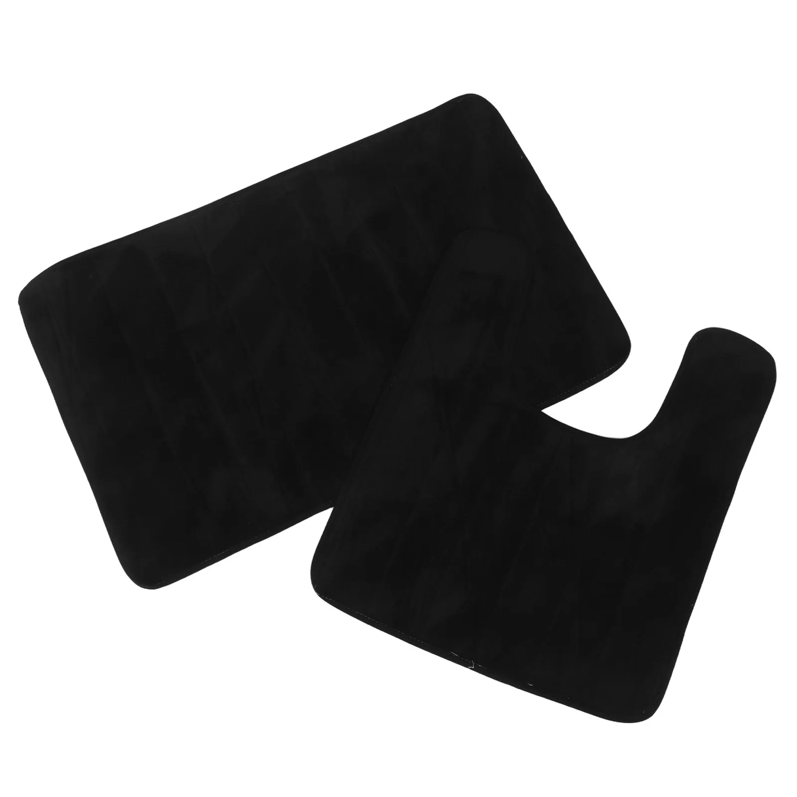 2Pcs U Shape Toilet Floor Mats Soft Coral Fleece Memory Foam Absorbent Non Slip Bathroom Contour Rugs Toilet Foot Mat Set