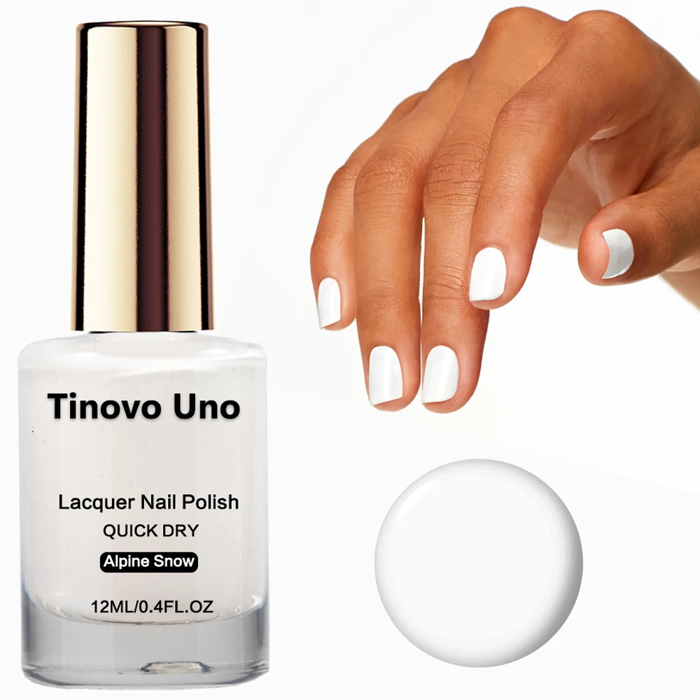 Esmalte branco Tinovo Uno, verniz natural seco normal, tratamento fortalecedor, esmalte de unha à base de óleo sem peeling, 12ml