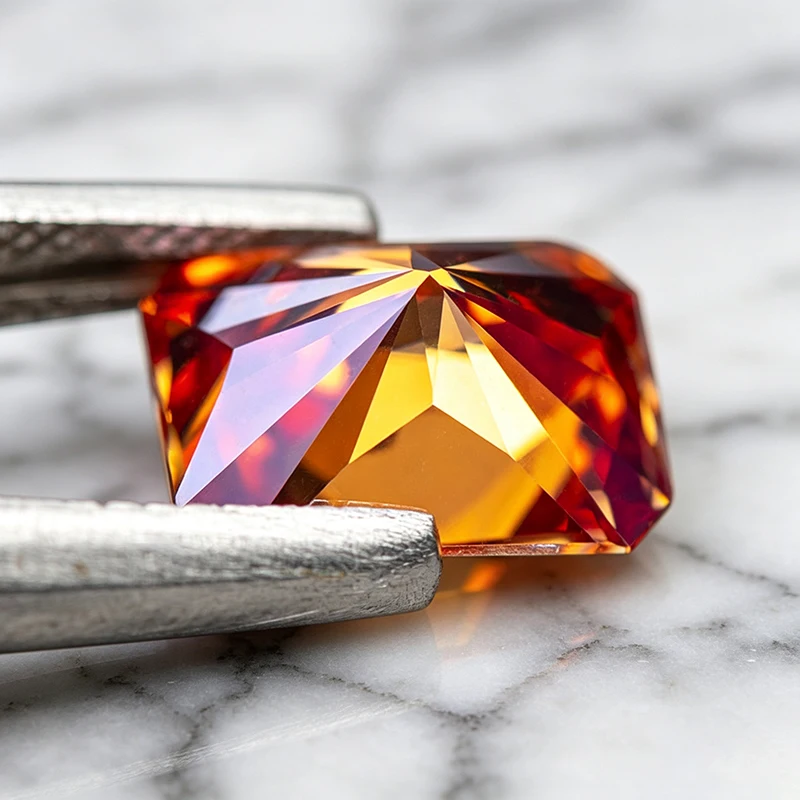 Moissanit-Stein im Radiant-Schliff, Wassermelonenrot, Edelstein für DIY-Schmuck, Ringe, Ohrringe, Diamanttester-geprüft mit Zertifikat – Detail 6