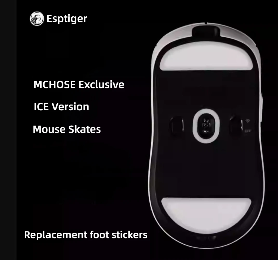 Original Esptiger ICE V2 Mouse Skates for MCHOSE A5/A5 PRO/A5 PRO MAX Ultra Mouse White Arc  PTFE Mice Feet Glides