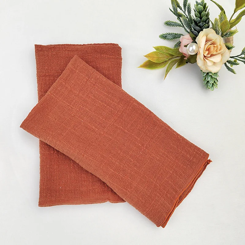 Set of 6  Terracotta Sewing Cloth Napkins Cotton Factory Wholesale Fabric Serviette Gauze Table Towels Wedding Decoration Easter