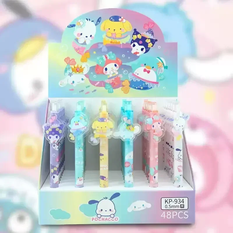 Imagem -06 - Sanrio Kawaii Gel Canetas Minha Melodia Estudante Papelaria Suprimentos Desenhos Animados Pretos Patch Press Pen Signature Pen Bonito Novo 48 Pcs 05 Milímetros