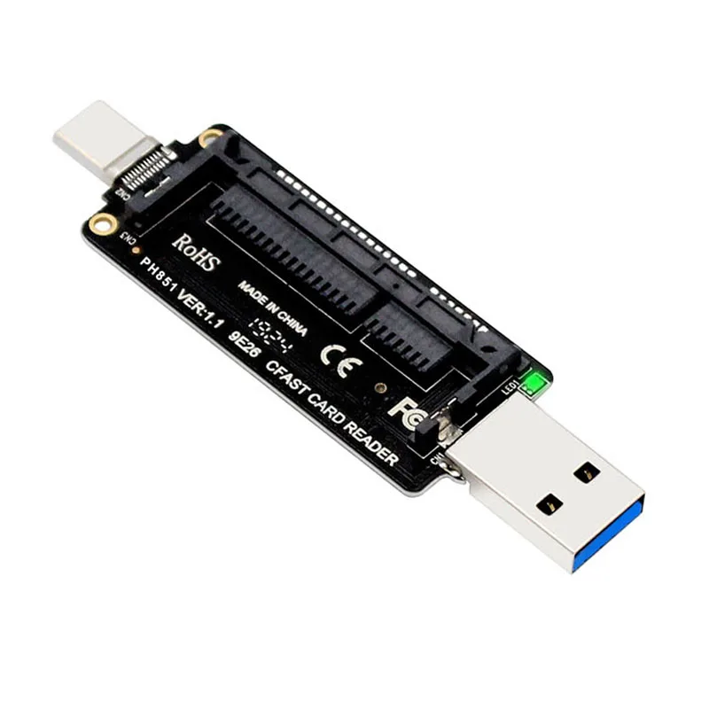 Novo leitor de cartão cfast usb 3.1 tipo-a + tipo c 10gbps portátil cfast cartão de memória riser suporte 2tb para macbook portátil notebook pc