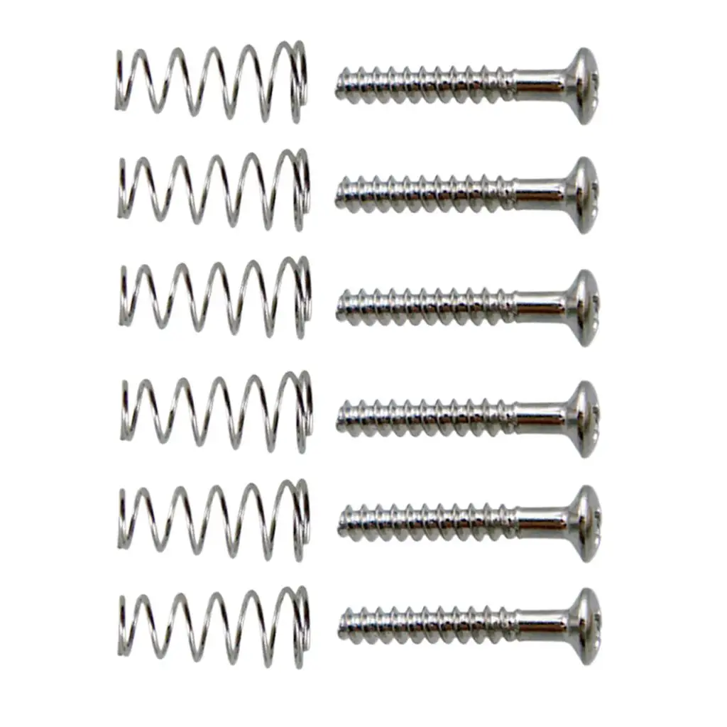 Tooyful 6 Pieces Iron SSS Single Coil Pickup Adjusting Height Screws with Springs Set for Electric Guitar Replacement Parts