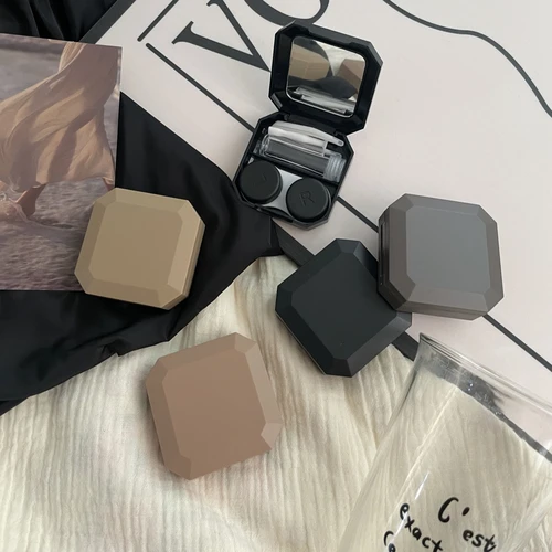Caja para lentillas de contacto, color negro y marrón, estuche para gafas de contacto portátil de Color sólido con pinzas, juego de palos de succión para soporte de Kit de viaje, 1 ud.