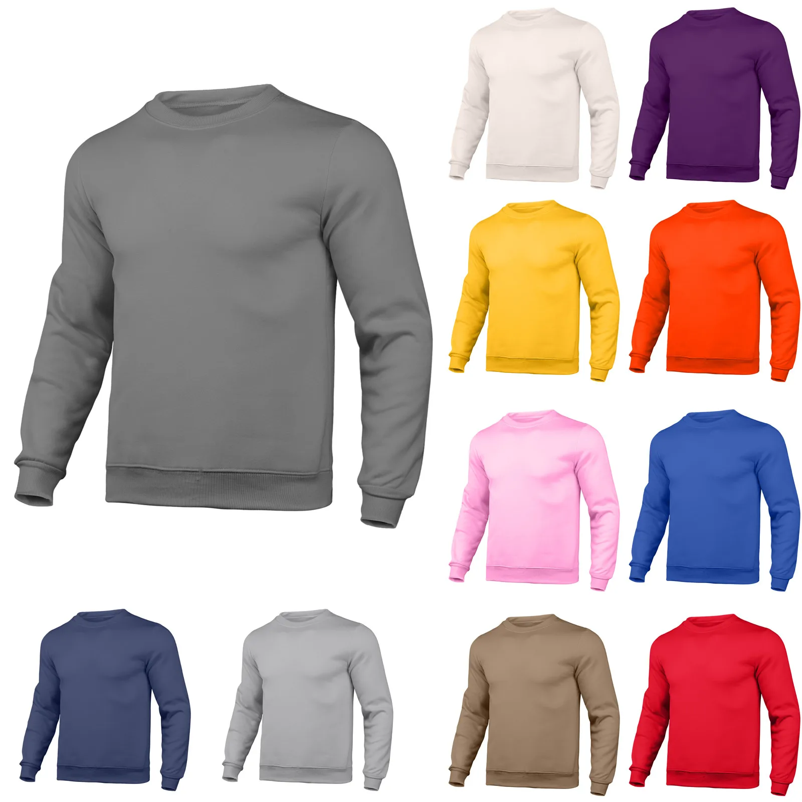 

Mens Slim Autumn Casual Solid O Neck Sweater Top Color Round Neck Long Autumn Pocket Long Sleeve Men's Mens Sweatshirt Jacket