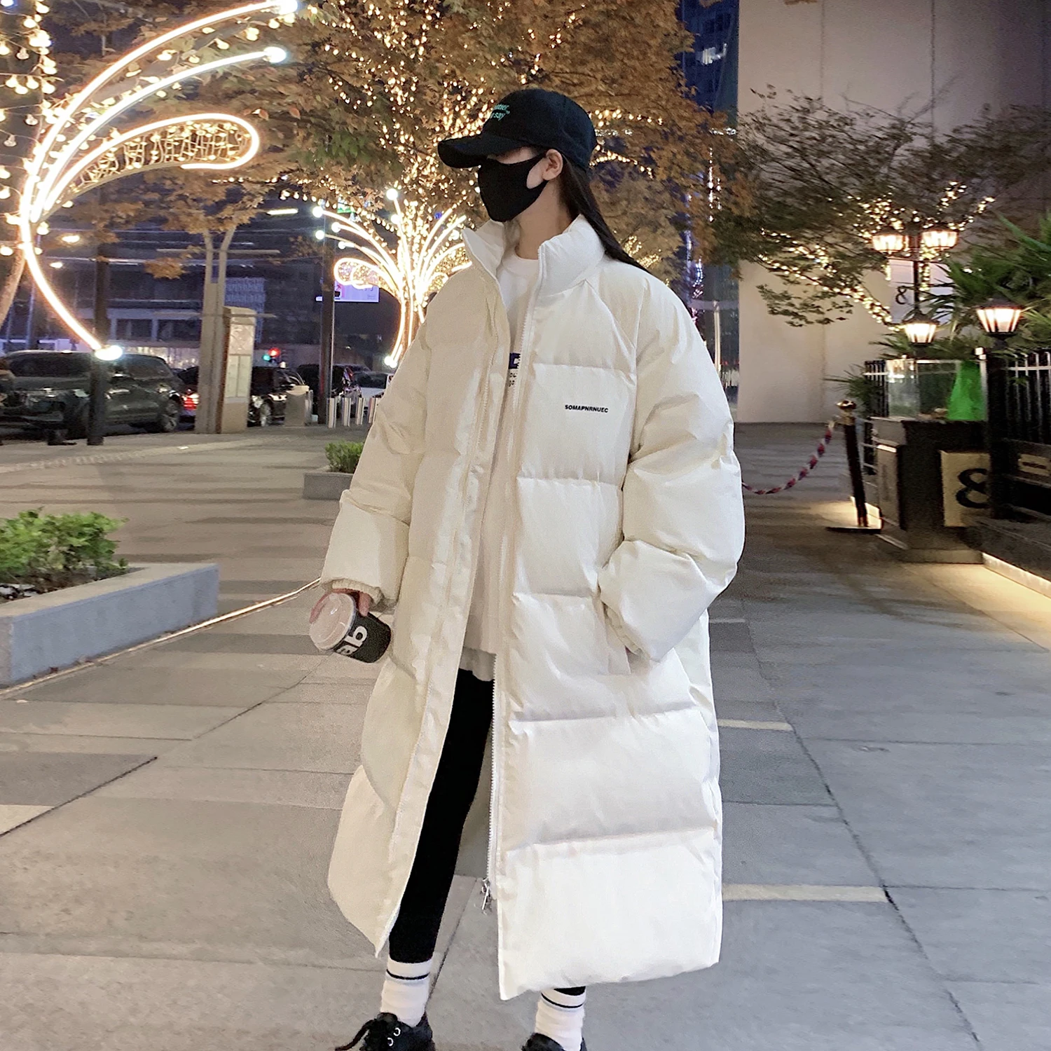 

Зимнее утепленное пуховое пальто для пар, удлиненное, выше колена, из хлопка, для подростков, средней длины, в стиле Северо-Восточного Китая