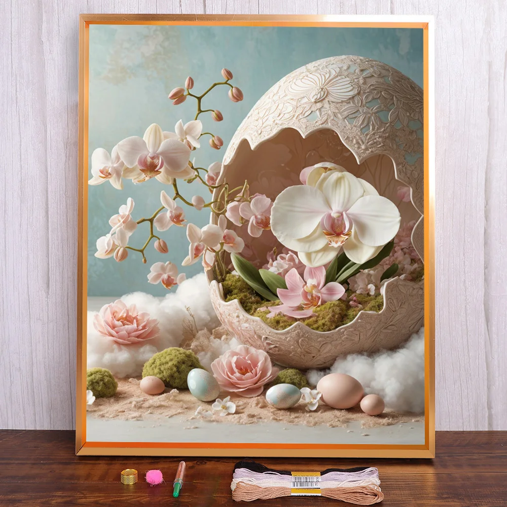 

Scenery Phalaenopsis Cross-Stitch Full Kit DIY Embroidery Needlework Handicraft Handiwork Knitting Home Decor Room Counted