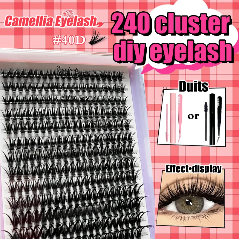 

DIY Eyelash Thick D Curl Clusters Lashes 280 PCS Volume Natural EyeLash Fluffy With Glue Tweezers Tools Kit