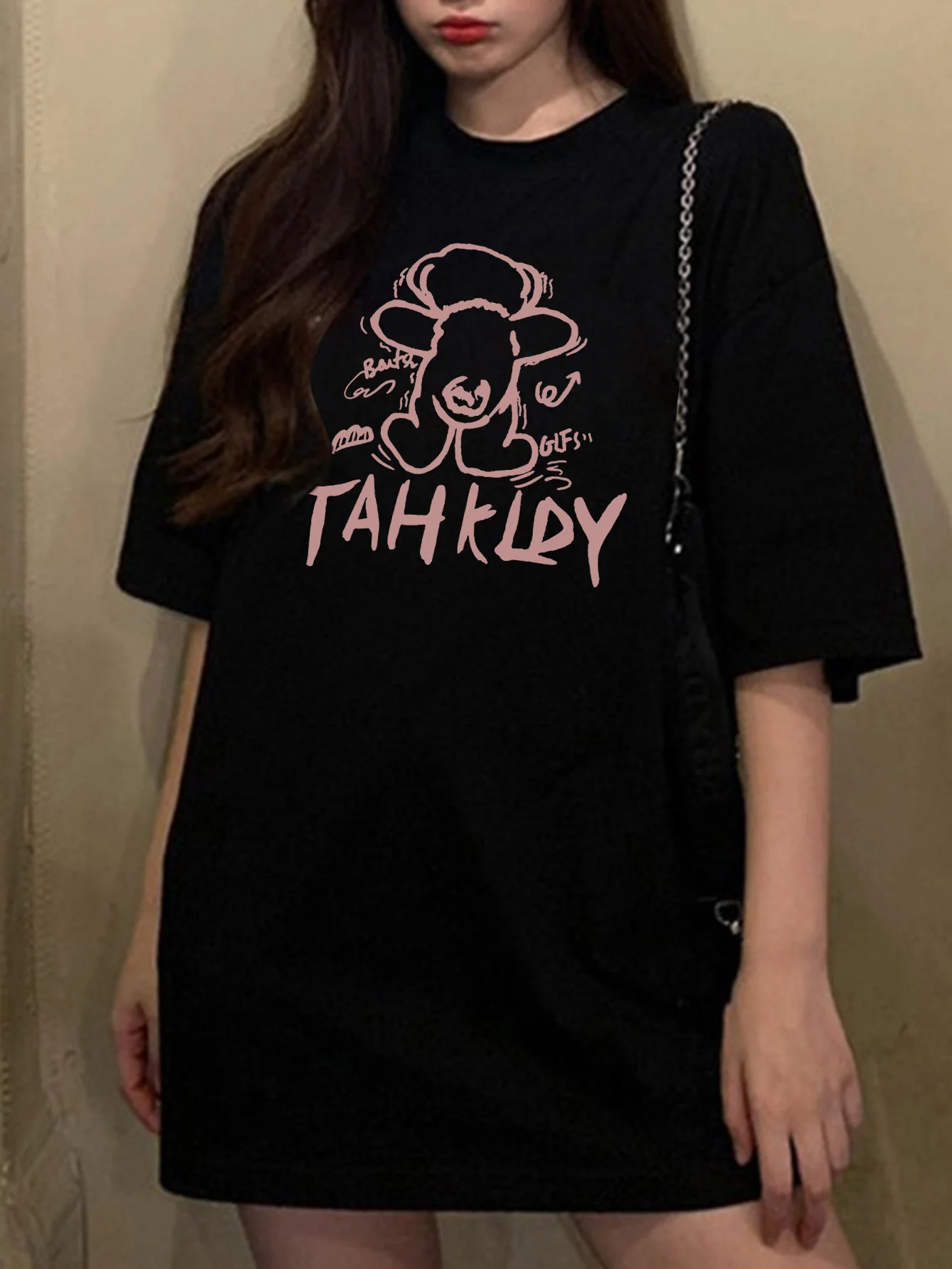 

Summer Aesthetic teddy bear graphic Print Basic Short Sleeve Women T-shirts Pius Size Loose Tops Y2k Casual Oversize O Neck Tee