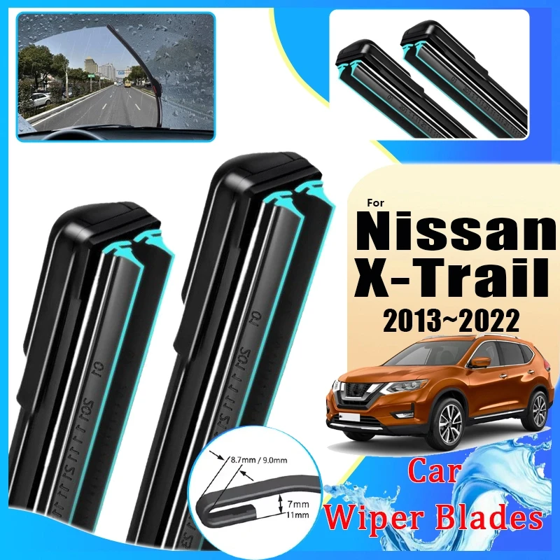 

Front Wiper Blades For Nissan X-Trail T32 2018~2022 X Trail XTrail Double Rubber Window Windshield Windscreen Car Accessories