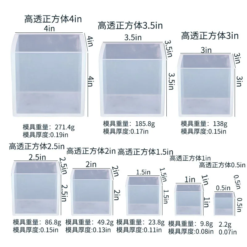 DIY Crystal Silicone Mold High Liquid Transparent Cube Square Ornaments Silicone Molud For Resin Handmade Jewelry Casting Mold