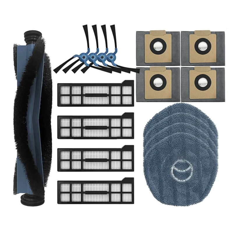 

ABMR-For Eufy X10 Pro Onmi Replacement Main Side Brush HEPA Filter Mop Pads Dust Bags Spare Parts Accessories