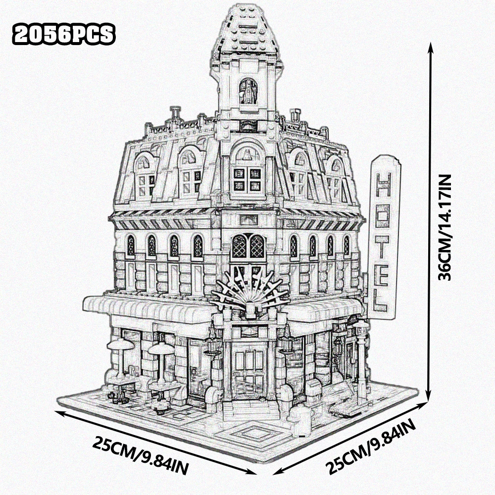 Creative Expert Bricks Bank Cafe Corner MOC Street View City Model House Pet Shop Town Hall Downtown Diner Bouwstenen Speelgoed