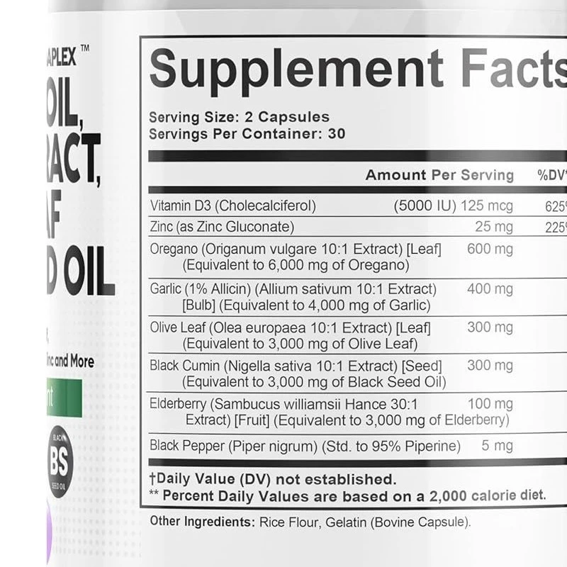 أوراق الزيتون والثوم وزيت البذور السوداء ، فيتامين D3 ، فيتامين D3 ، 60 كبسولة ، صحة الجينسنغ ، الجينسنغ