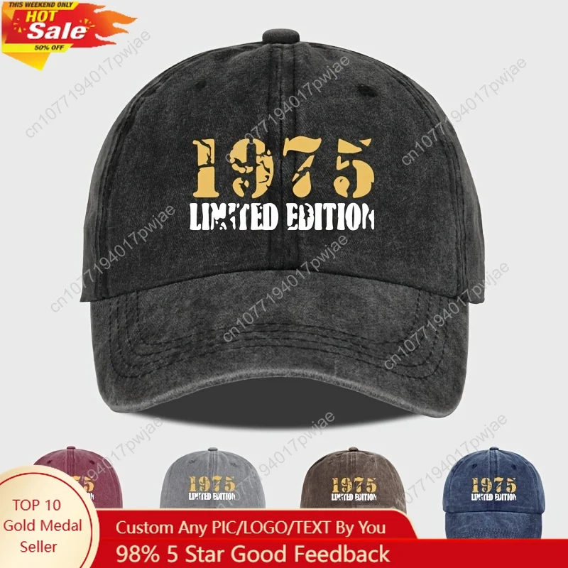 

[Classic Vintage Baseball Cap] One Classic Vintage 1975 Limited Edition Trendy Washed Baseball Cap Suitable for Casual Outdoor S