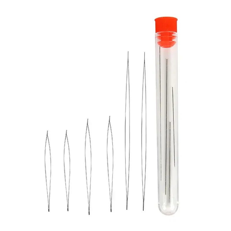 1Set Stainless Steel Large Eye Self Threading Beading Needles Kit Open Eye Bead Needle Pins DIY Handmade Jewelry Making Tools