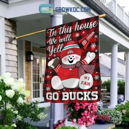 Ohio State Buckeyes Snowman In This Home We Will Yell Go Bucks Christmas Garden