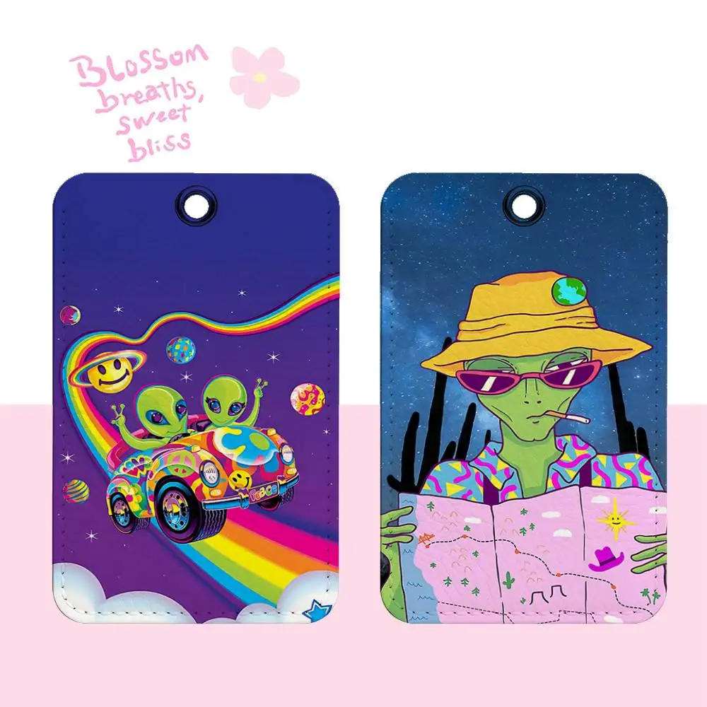 

НЛО Чужой вещь Прямоугольный чехол для удостоверения личности Брелок для ключей Сумка для карт доступа Кольцо для ключей Кожаный держатель для карт Брелок для ключей Доступ