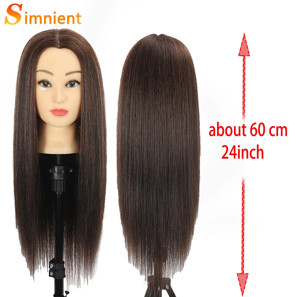 New 85%Real Hair Doll Head For Hairstyle Professional Training Head Mannequin Head Styling To Practice Hot Curl Iron Straighten