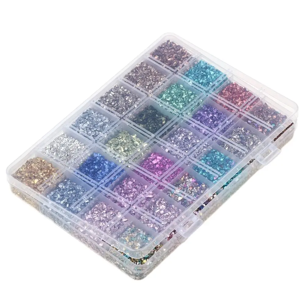 24 Colors Glass Gravel Filler DIY Table Decoration Coaster Filler Decorative Epoxy Irregular Gravel Nail Art Craft