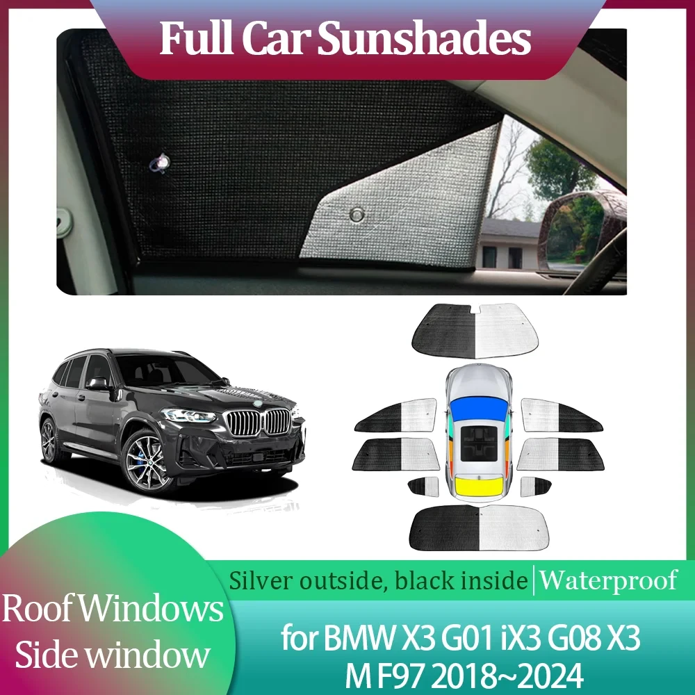 

For BMW X3 G01 iX3 G08 X3 M F97 2018~2024 Side Windshield Curtain Roof Windows Sun Visor Sunroof Cover Accessories Car Sunshades