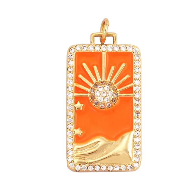 Kompass, glänzender Sonne, Mond, Stern, Muschel-Charm-Anhänger, 18 Karat vergoldetes Gold, eingelegter Zirkonia, Schmuck, Halskette, Armband, Zubehör S45 – Detail 18