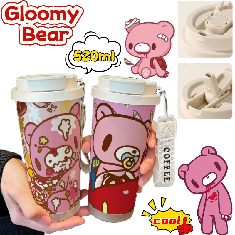 Gloomy Bear mug high color value cartoon graffiti printing large capacity portable student outdoor double drinking straight cup
