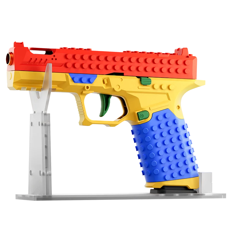 Pistolet z klocków, wystrzeliwujący nabój, strzelający ciągle, airsoftowy, z efektem blowback, pusty, wiszący pistolet-zabawka, do użytku na zewnątrz, do gier CS