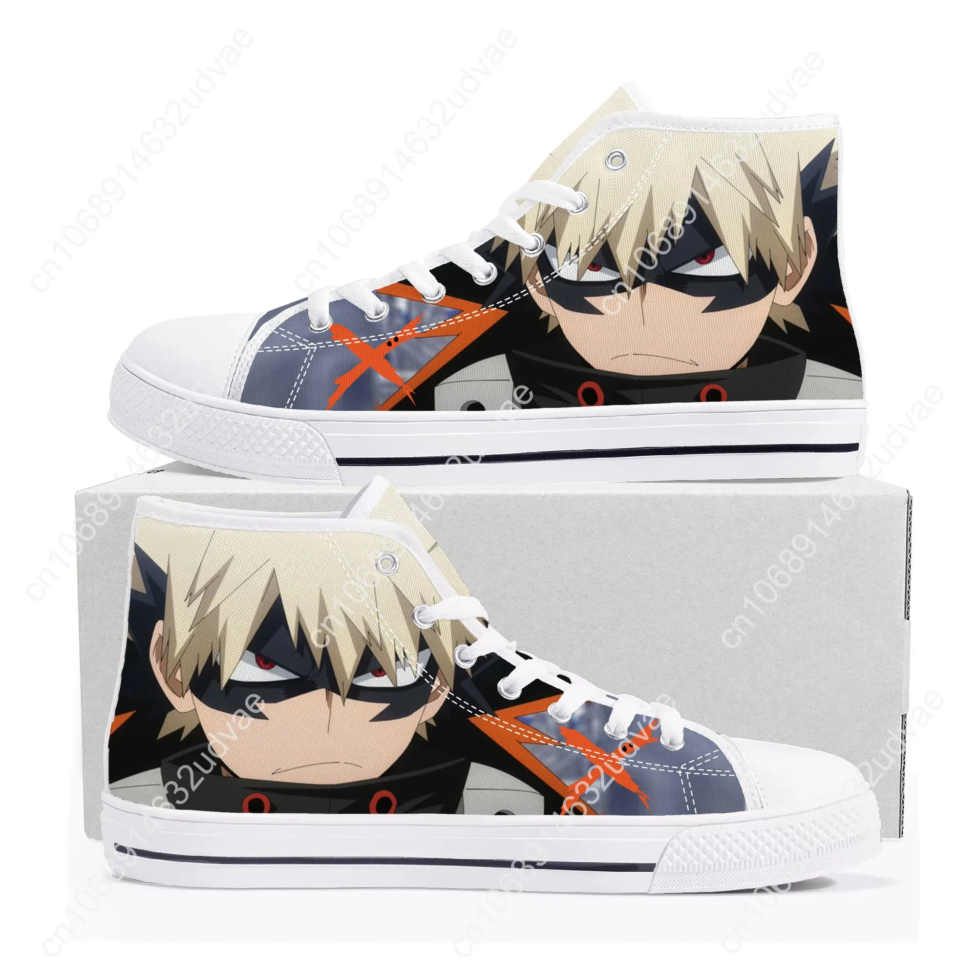 Manga Katsuki Bakugou Hoge Top Sneakers Mijn Held Academia Mannen Vrouwen Tiener Canvas Sneaker Casual Paar Schoenen Aangepaste Schoen