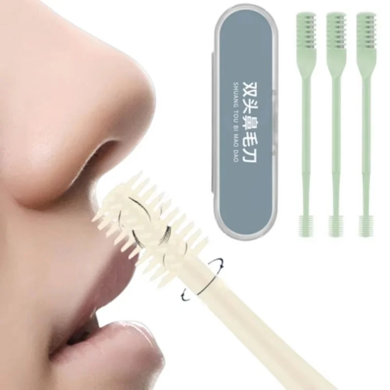 1/2pcs Portable Manual Nose Hair Trimmer Washable for Men and Women with Storage Box Waterproof Double Head Nose Hair Removal