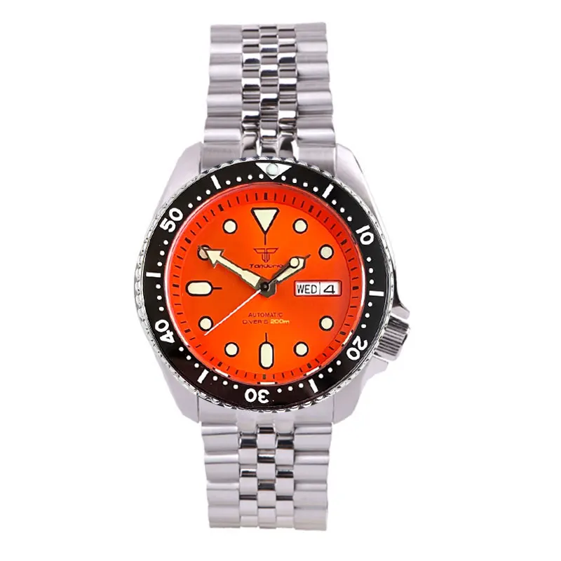 Tandorio Mod NH36AA Wochentag Datum Stahl Mechanische Uhr Männer 120 klicks Lünette Kapitel Ring 3,8 Krone 20bar Wasserdichte Uhr 5