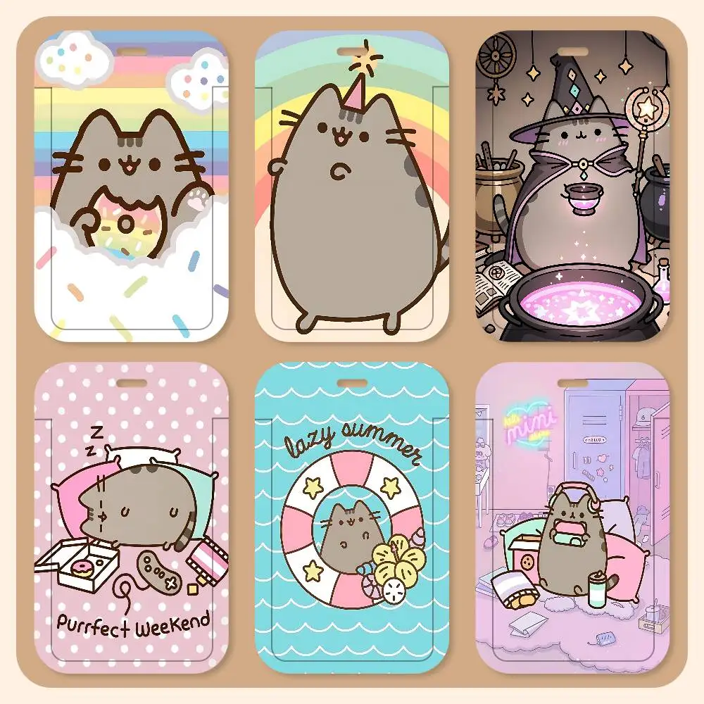 

Cute P-Pusheens Cat Lanyard Card Holders Student ID Card Holders Neckband Card Holders Access Control Accessories Gifts