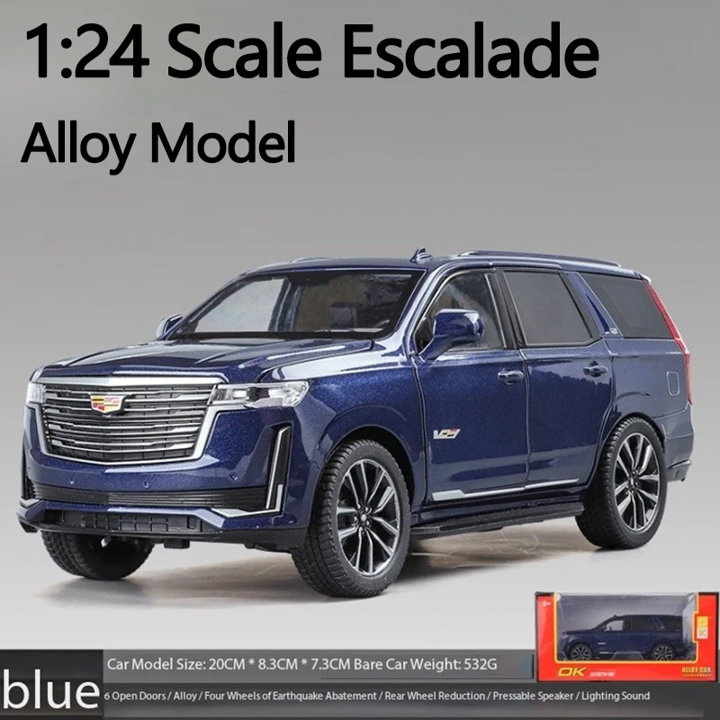 Diecast 1:24 Scale Escaladeรุ่นรถเสียงและแสงคอลเลกชันจอแสดงผลเครื่องประดับของเล่นของขวัญ