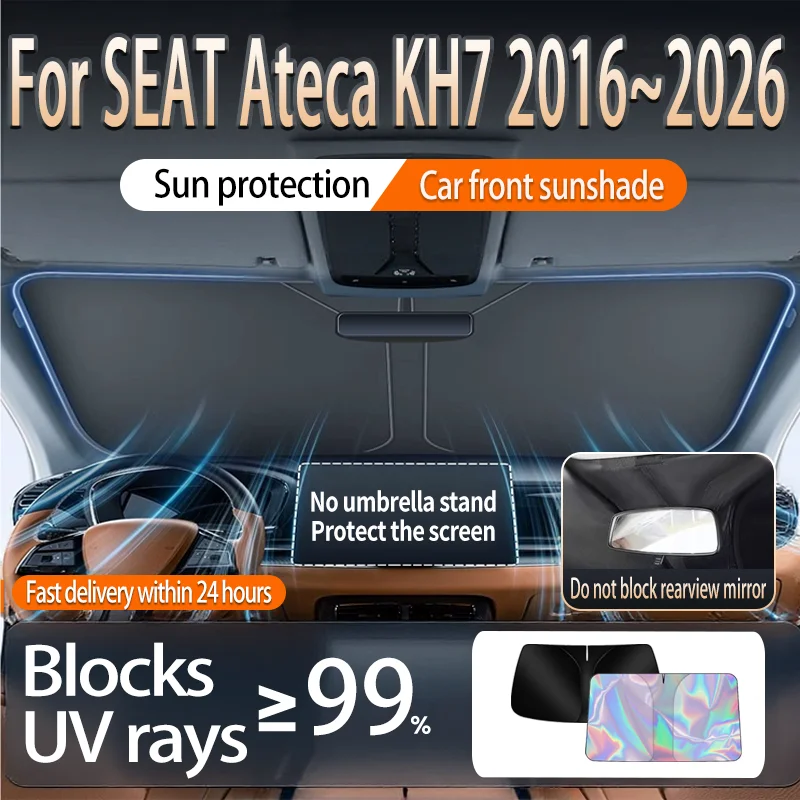 

Foldable Reflector Sunshade For SEAT Ateca KH7 2016~2026 2020 Car Windshield Sun Visor Heat Insulation Summer Auto Accessories
