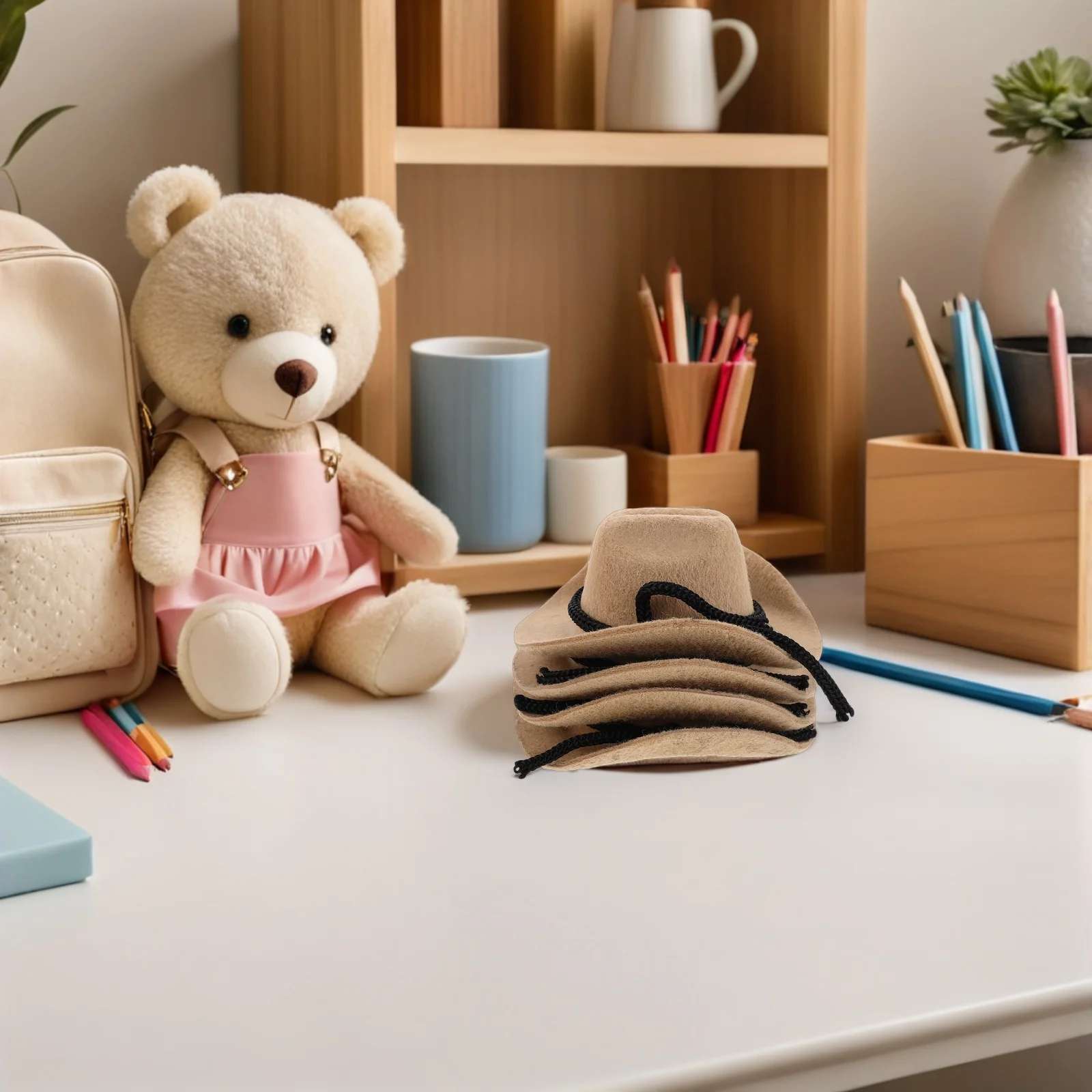 

4Pcs Mini Cowgirl Hats Soft Felt Texture Tiny Western Hats for Crafts Creative DIY Project Decorative Accessory Collection