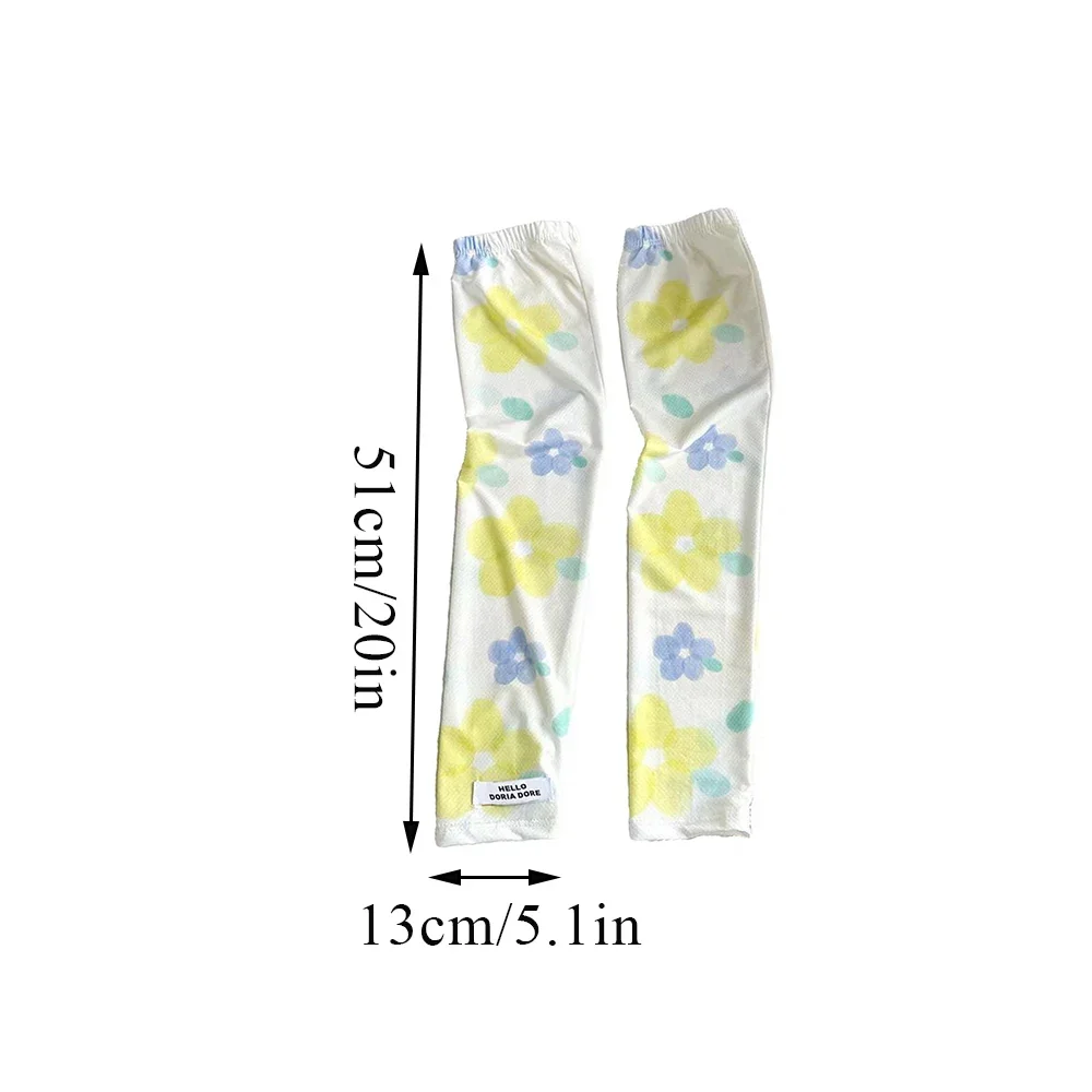 Floral Printed Ice Silk Cool Muff Sun Protection Arm Covers Girls Women Elbow Cover Outdoor Cycling Driving Anti-UV Arm Sleeves view 2