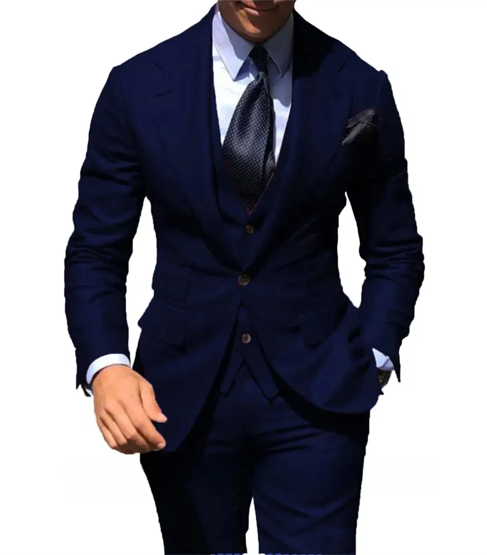 2025 Classy Wedding Suits Slim Fit Groom Wear Men's Tuxedo Groomsmen Suit Male Cheap Formal Business (Jacket+Vest+Pants）