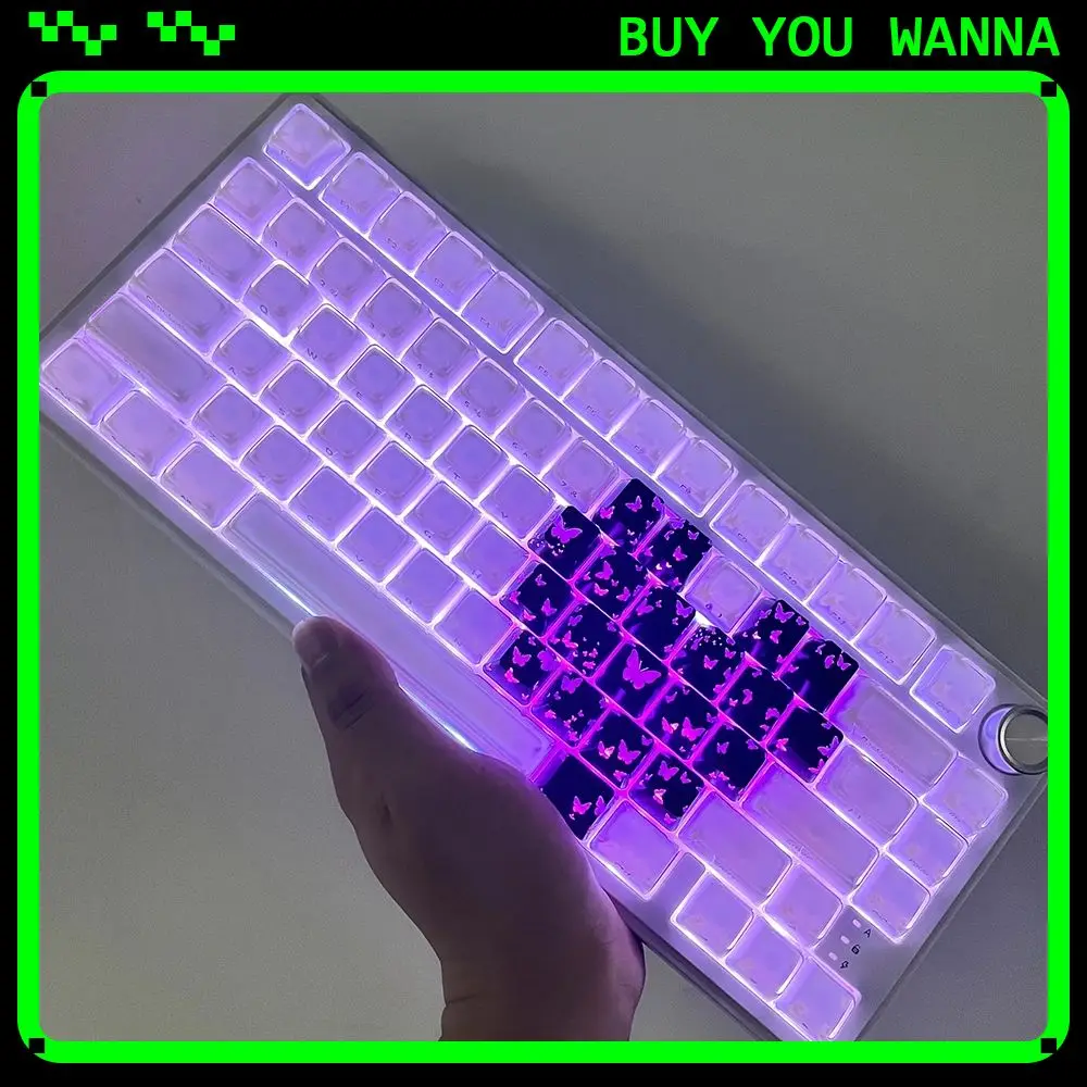 XVX Jelly Ice Crystal 2.0 Round Side Keycaps Translucent White OEM Profile Key cap for MDA Magnetic Mechanical Keyboard Gift