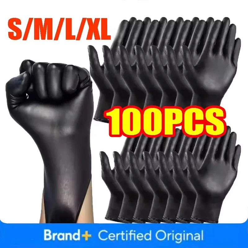 

100/50/20/10pcs Black Nitrile Gloves Thickened Disposable Cleaning Hairdressing Waterproof Household Industrial Gloves Amagi