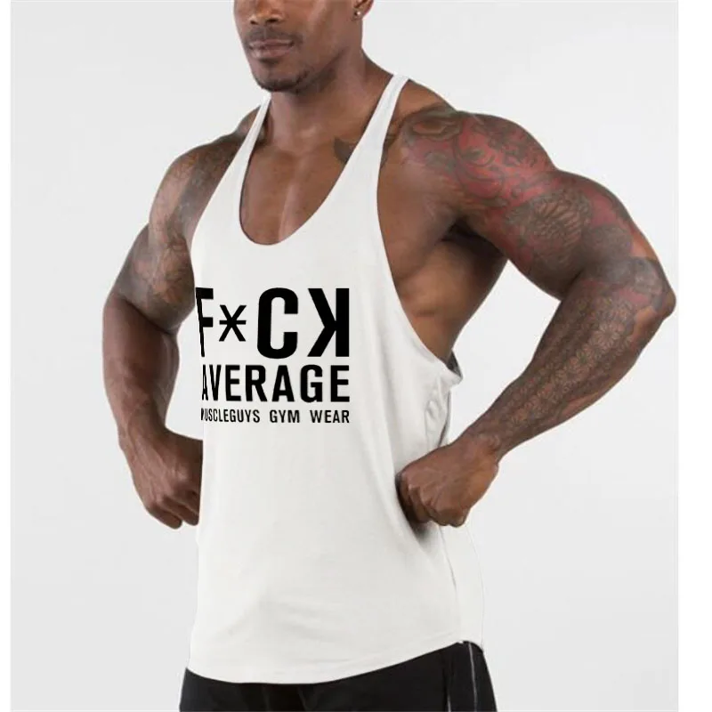 Gym Fitness T-shirts Suspenders Racer Back Man Tank Top Summer Casual Breathable Sleeveless Cotton Vests Bodybuilding Undershirt