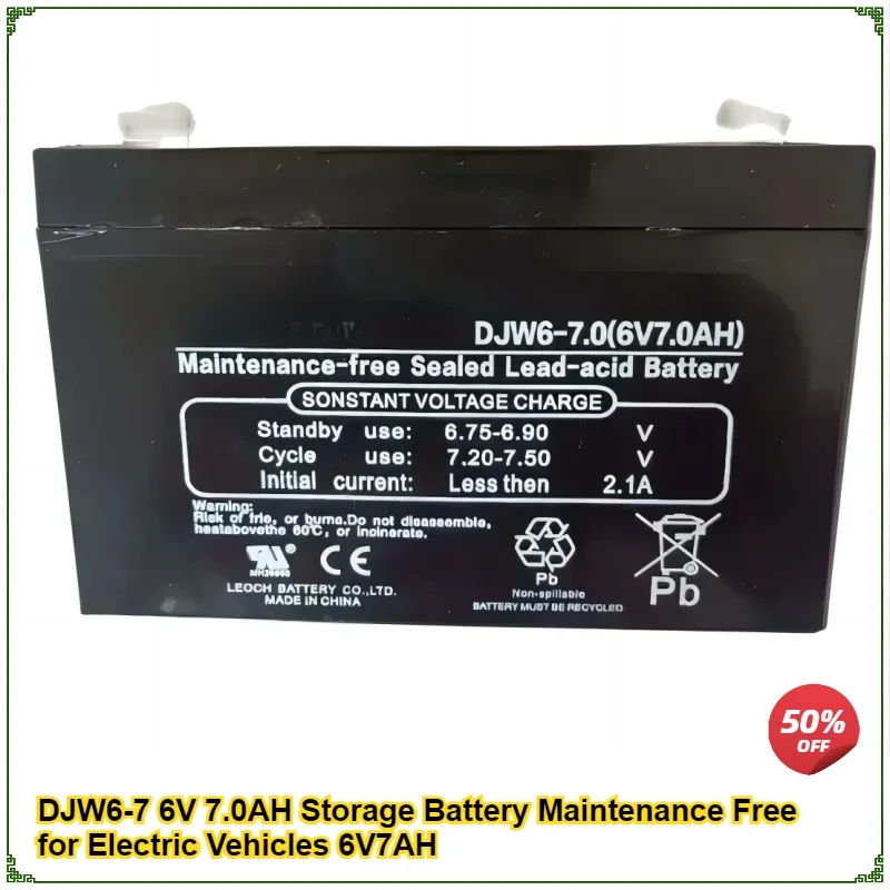 DJW6-7 6V 7.0AH Storage Battery Maintenance Free for Electric Vehicles 6V7AH High-quality