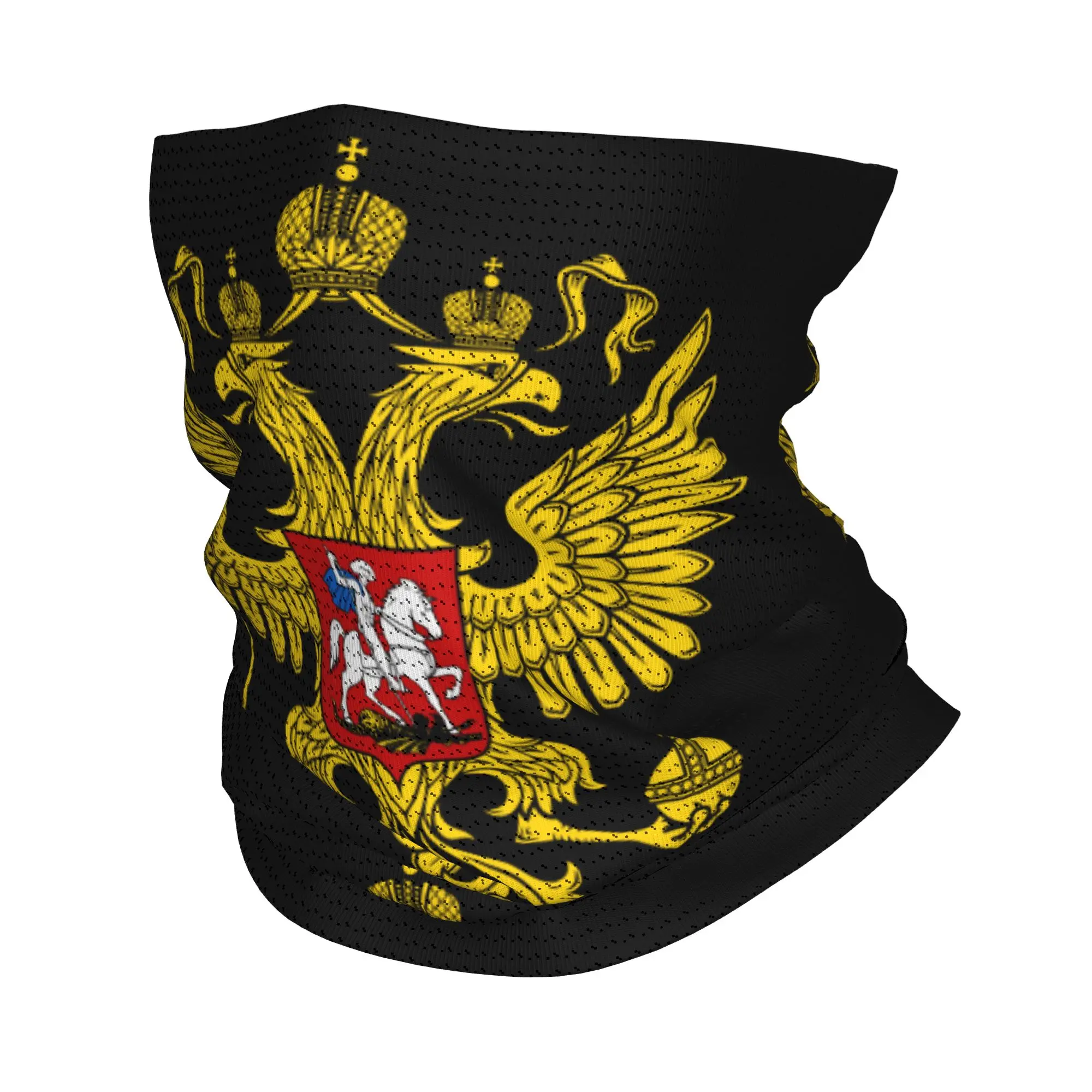 Custom Coat of Arms of Russia Neck Gaiter Women Men UV Protection Winter Russian Empire Bandana Scarf for Cycling