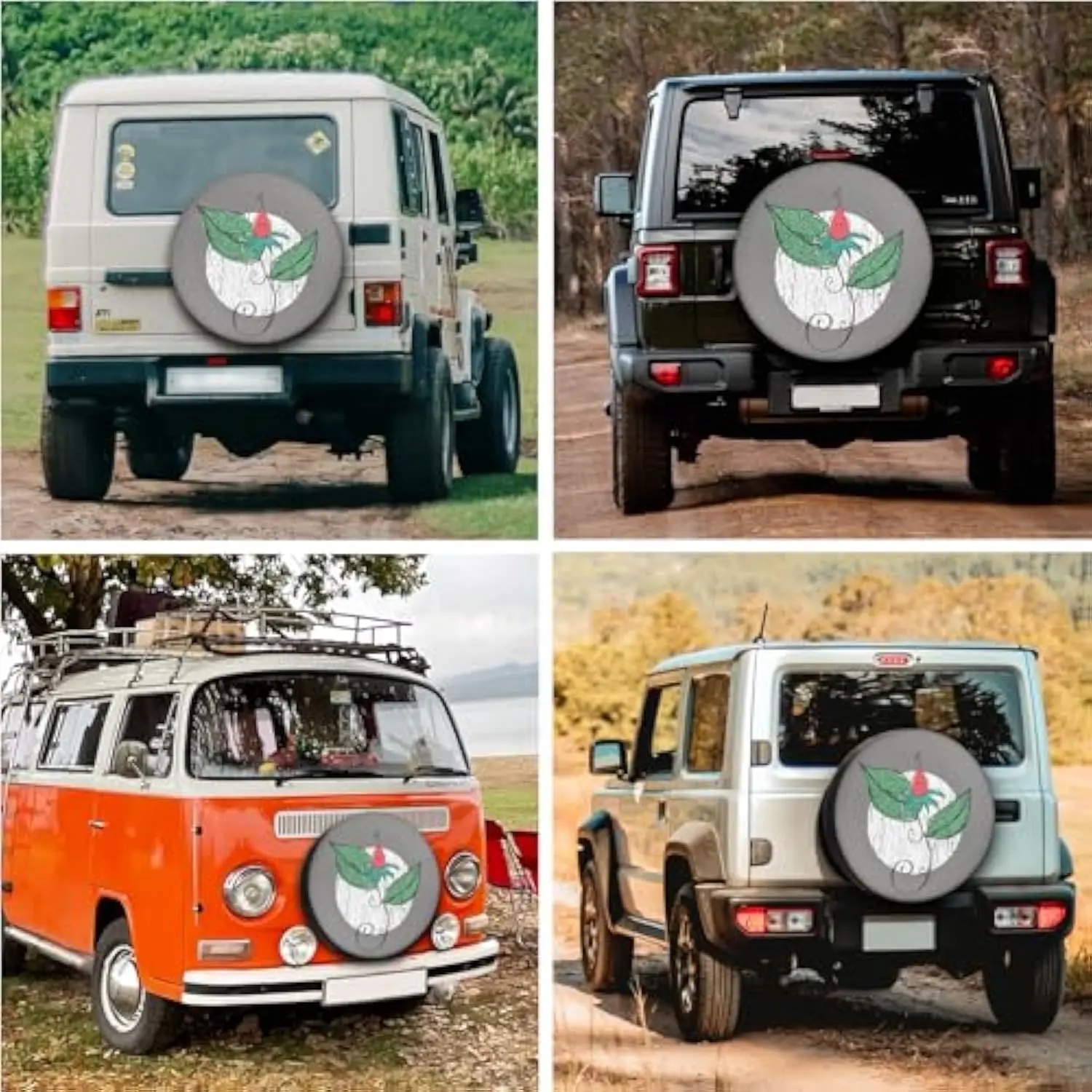 غطاء إطار احتياطي فني على شكل زهرة نباتية مقاوم للطقس والغبار عالمي لمقطورة RV SUV #3