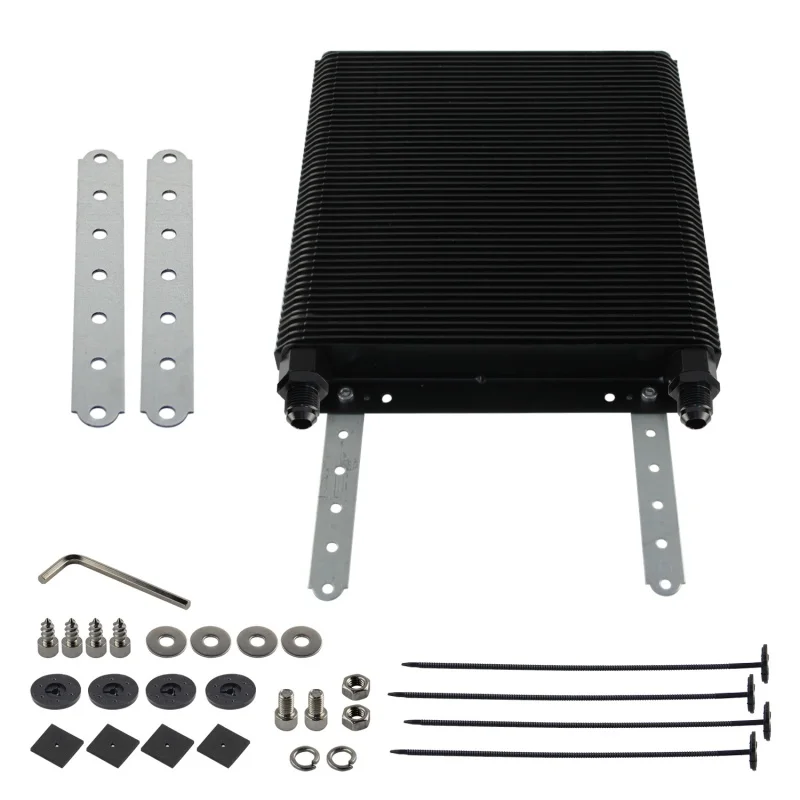 

Aluminum Black Oil Cooler Universal 48 Row 96-Plate Transmission w/ AN6 / AN8 / AN10 / AN12 Fittings For VW Baja Beetle Karmann