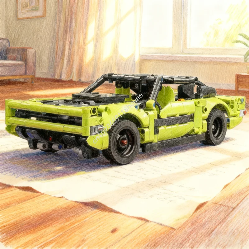 

755 шт. MOC, техническая модель B, вдохновленная Dodge Charger, строительные блоки, архитектура, рождественские подарки, идея игрушки, образование для детей