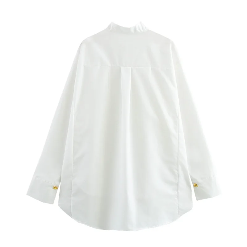 قميص نسائي مزاجه أنيق مجوف بصدر واحد فضفاض طية صدر السترة قميص نسائي