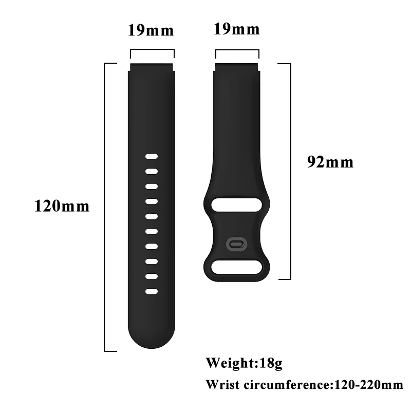 Fit for ID205 19mm Watch Strap Original Gril Pure Color Band Compatible with Xiaomi Haylou Solar LS01 19mm Watch Strap Universal