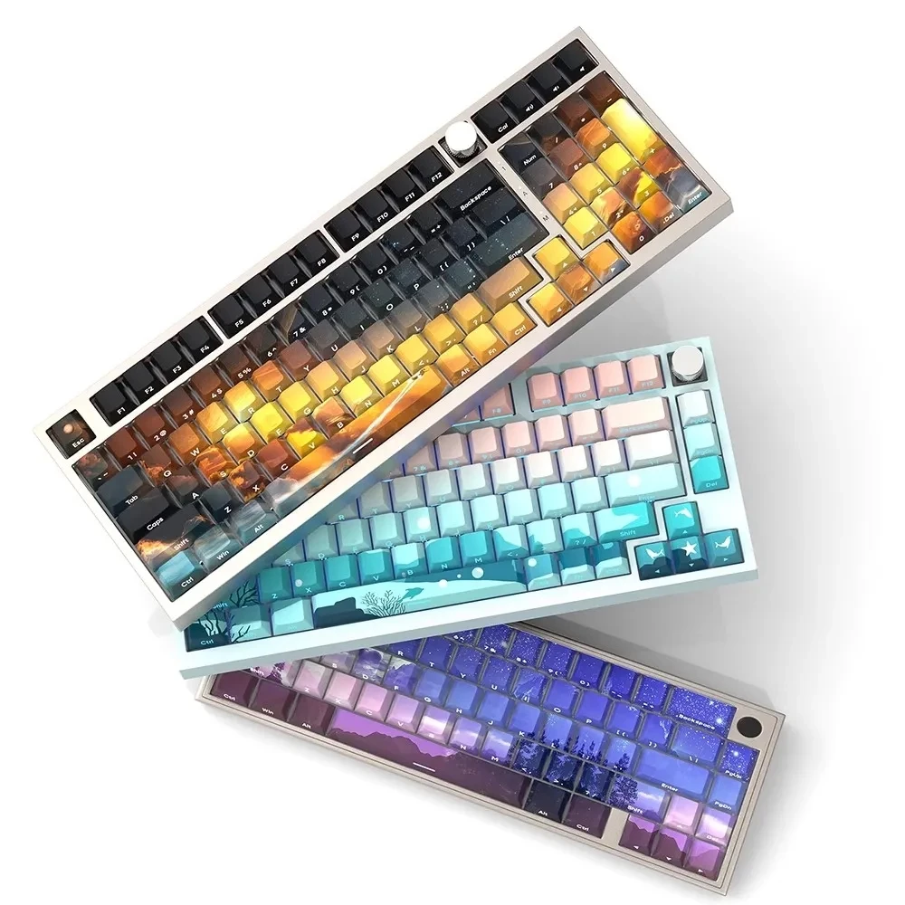 

124 Keys/set The Light of Dawn Deep Sea Starry Sky Keycaps PBT Dye Sublimation Side Backlit Key Caps Cherry Profile Keycap